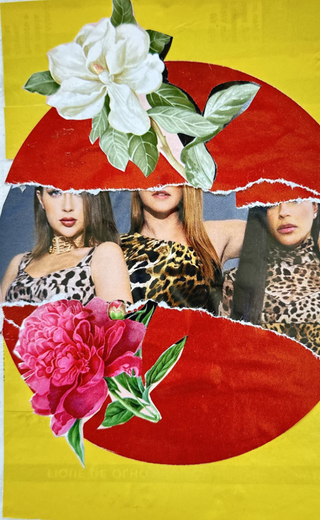 amigas. Colagem sobre papel 200g. 16X21 cm.